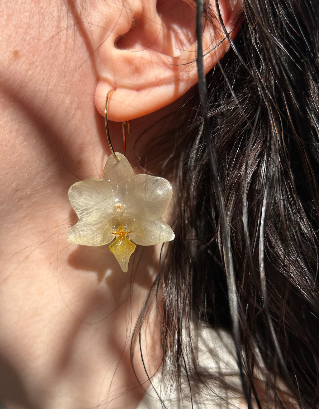 Pendientes orquídeas naturales