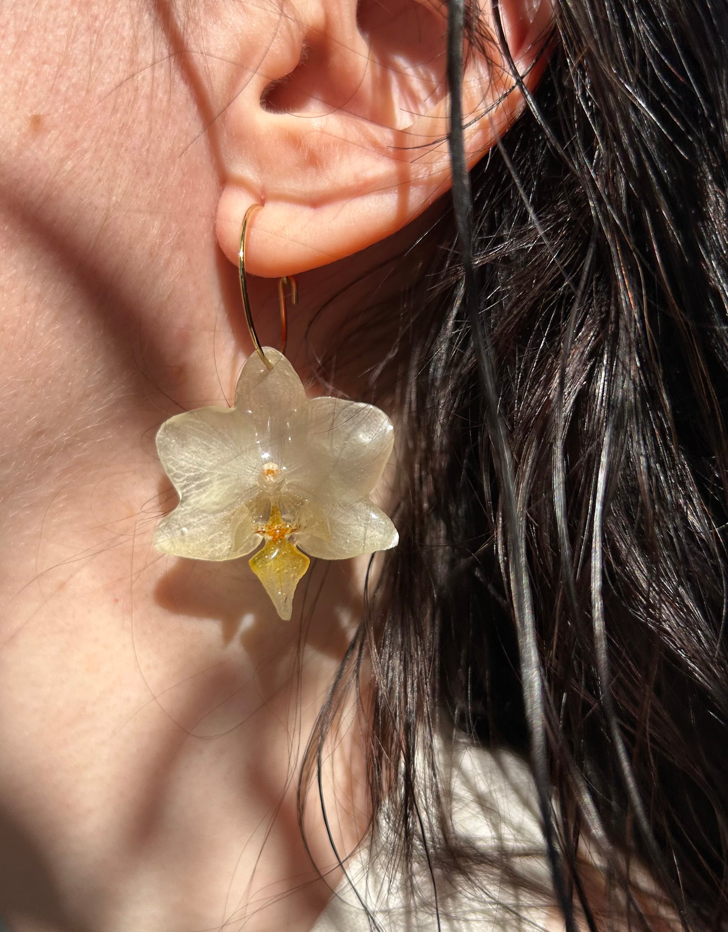 Pendientes orquídeas naturales